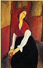 Amedeo Modigliani Jeanne Hébuterne in Red Shawl